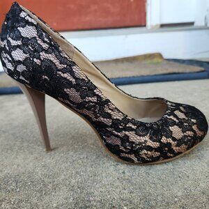 Black lace heels